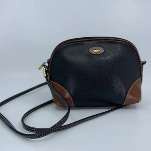 Vintage Bally Shoulder Crossbody Bag Black and Brown Leather